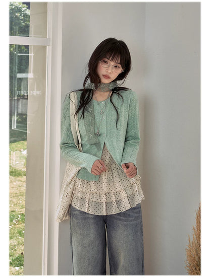"Clover Breeze" Mint Green Knit Cardigan Collection