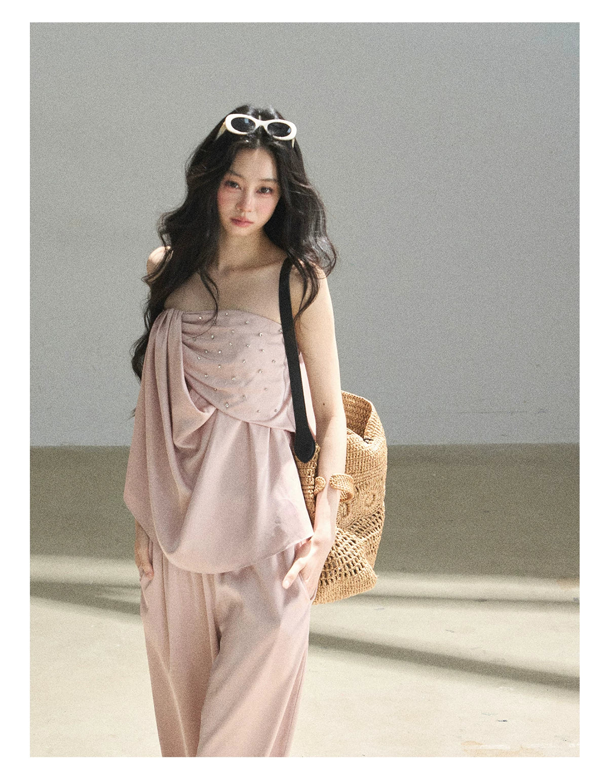 "Summer Rain at Dusk" Dusty Rose Satin Two-Piece Set