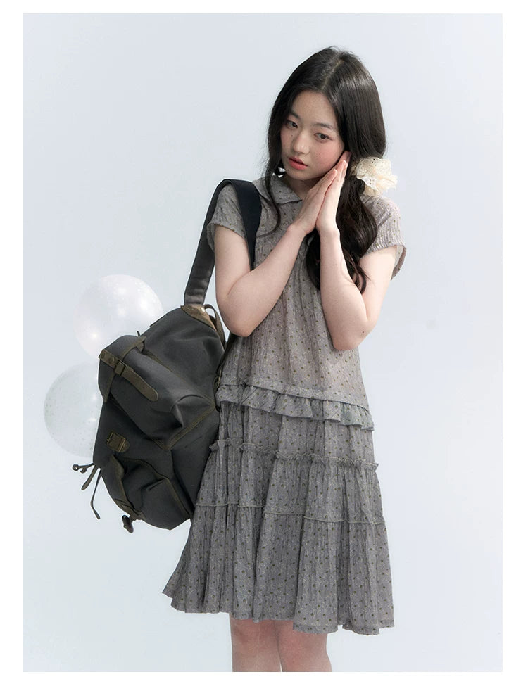 "Weekend Diary" Ruffle Tiered Polo Midi Dress