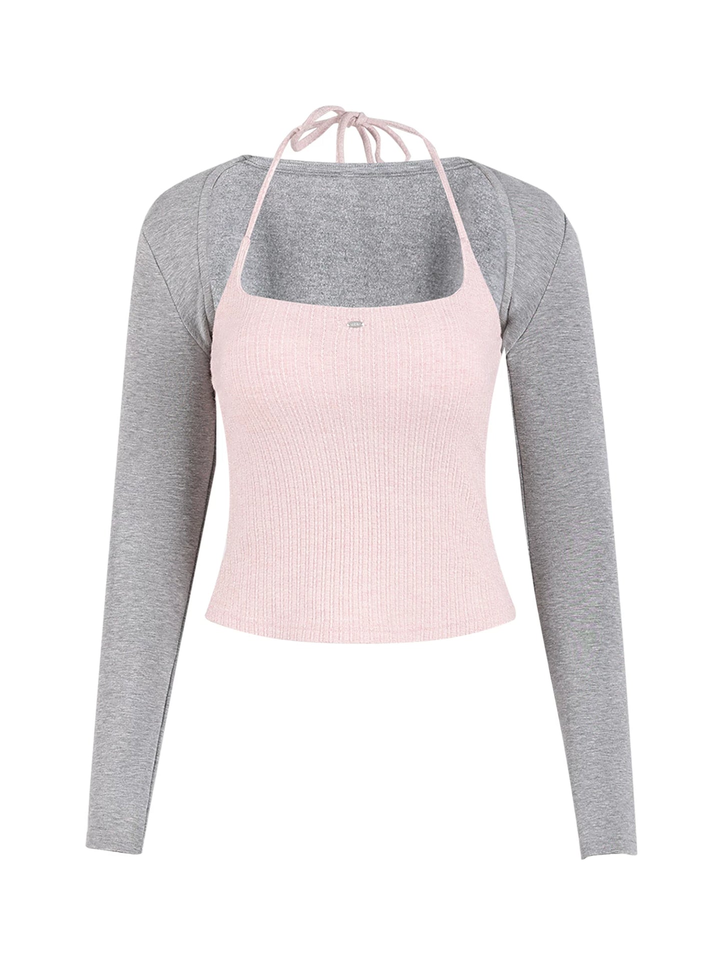"Rosy Layer" Blush Pink Glitter Knit Cami & Shrug Set