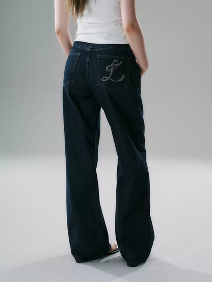 LOST FOREST - Low-Rise Wide-Leg Raw Denim Jeans