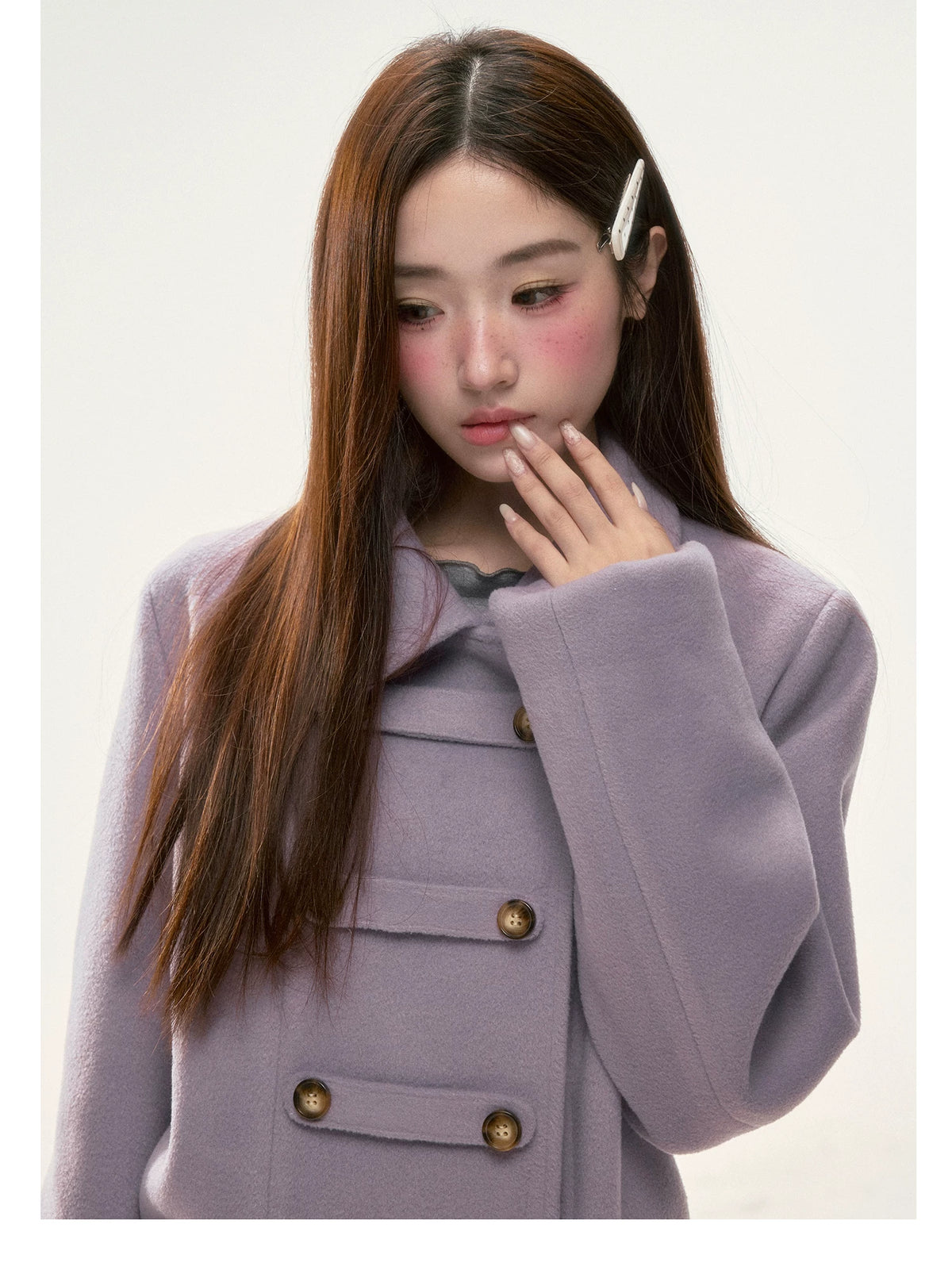 BIBIBENCY - Purple Napoleon Wool-Blend Coat