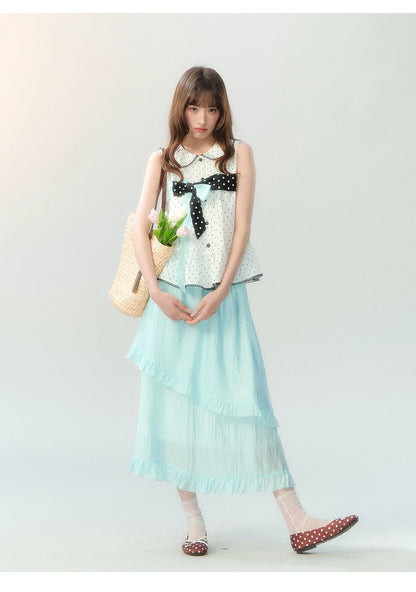 "Polka Dot Water Dream" Mint Green Ruffle Skirt Set PP2026229