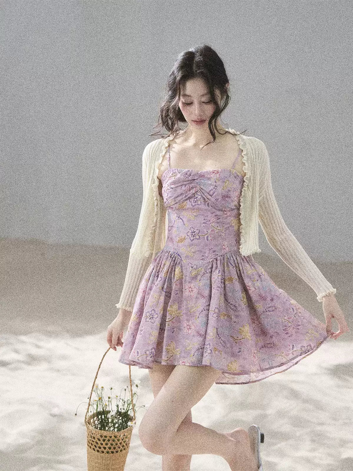 "Iris Bloom" Purple Iris Cami Mini Dress