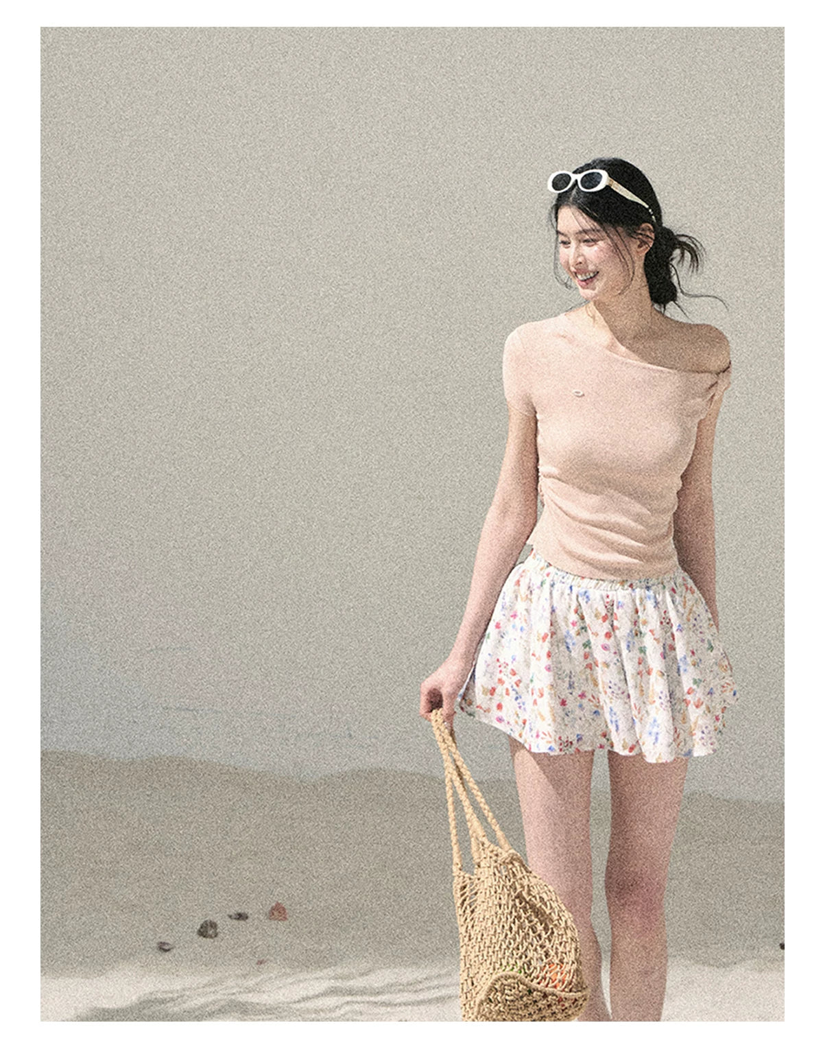 "Shape of the Wind" Soft Pink One-Shoulder Twist Crop Top 6556585