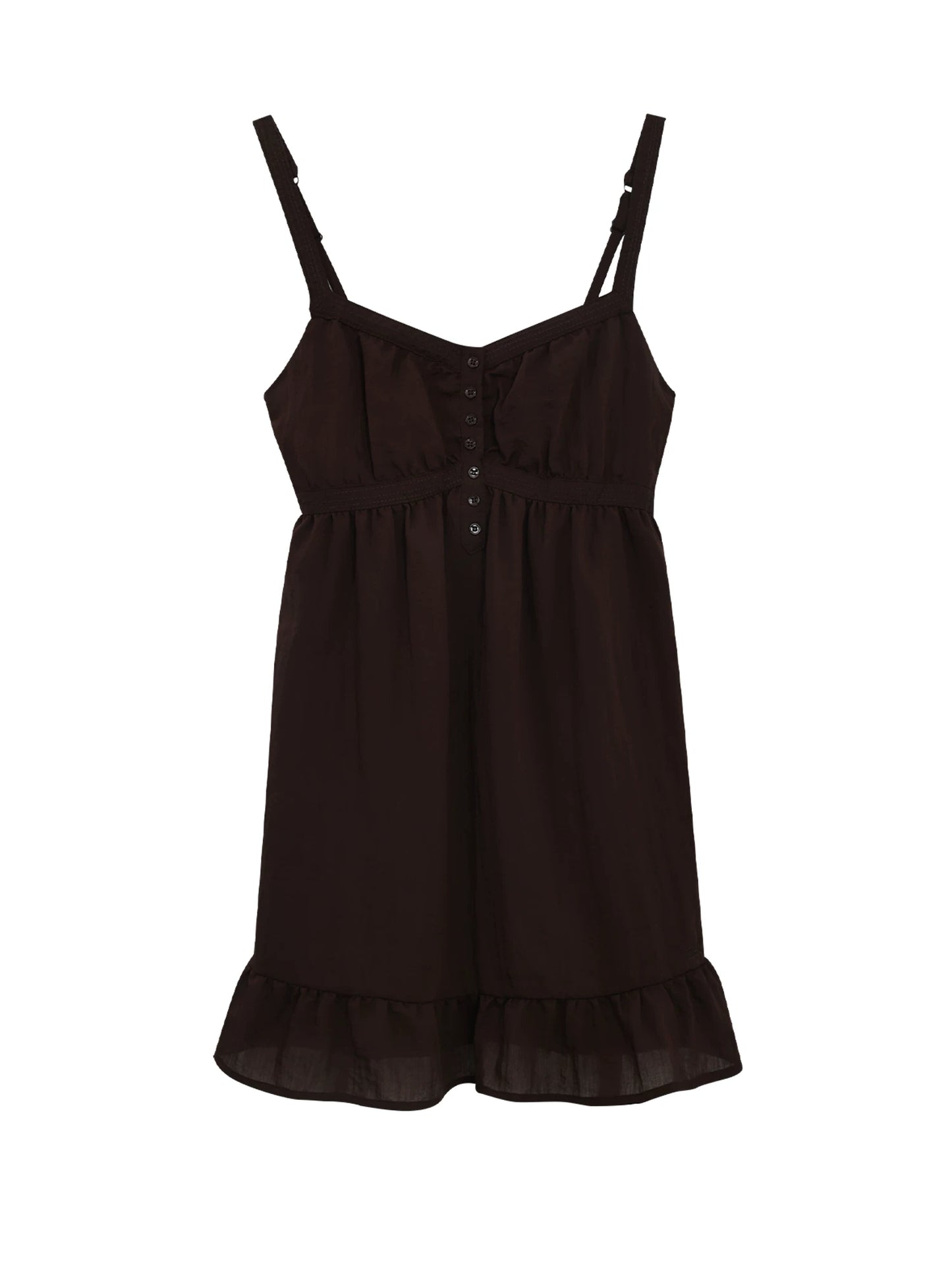 "Mocha Escape" Coffee Brown Cami A-Line Mini Dress