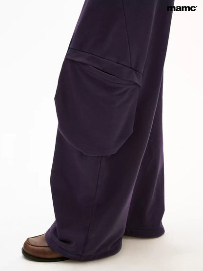 MAMC - Lazy Luxe Sculpted Purple Wide-Leg Sweatpants