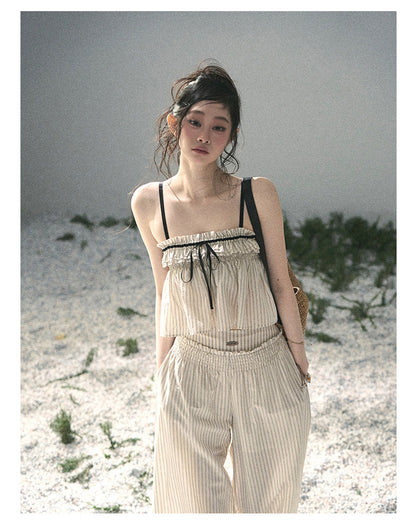 “Midsummer Woven Daydream” Dutch Cream Stripe Two-Piece Set