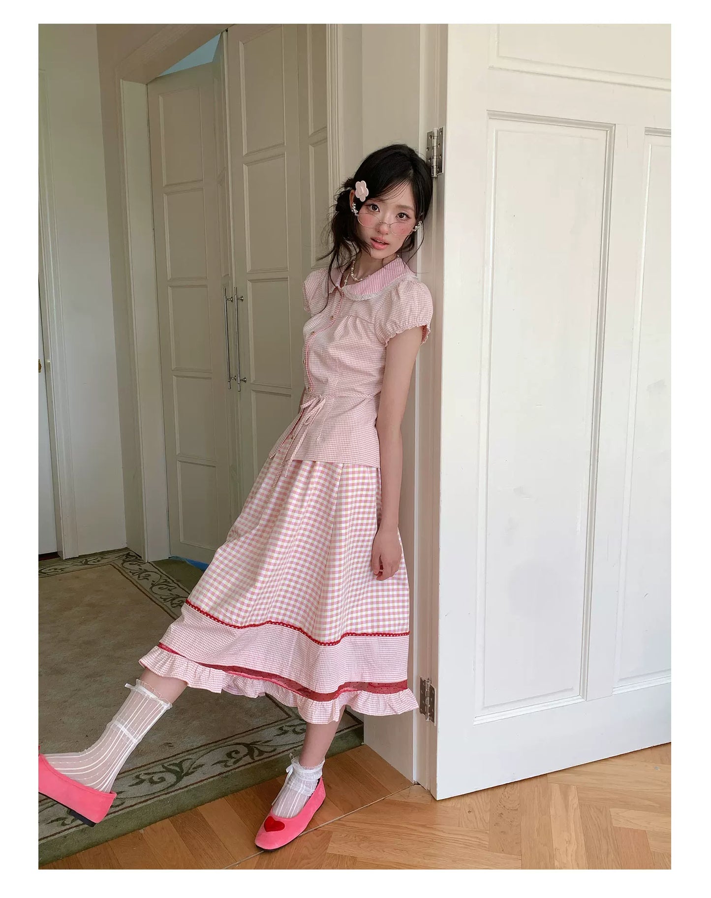 “Pink Plaid Daydream” Pink Plaid Skirt Set
