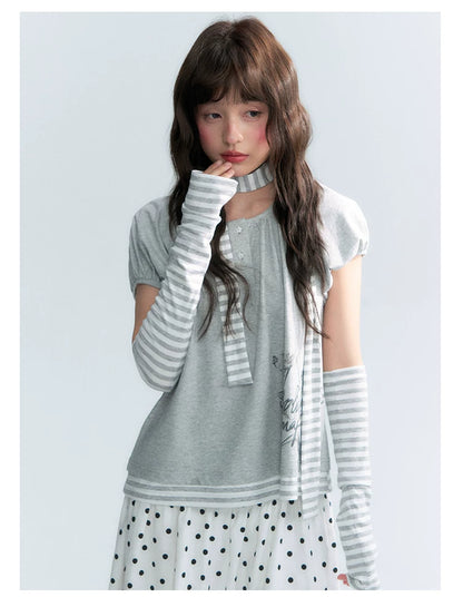 "Polka Poetry" Black & White Polka Dot Asymmetrical Cotton Skirt
