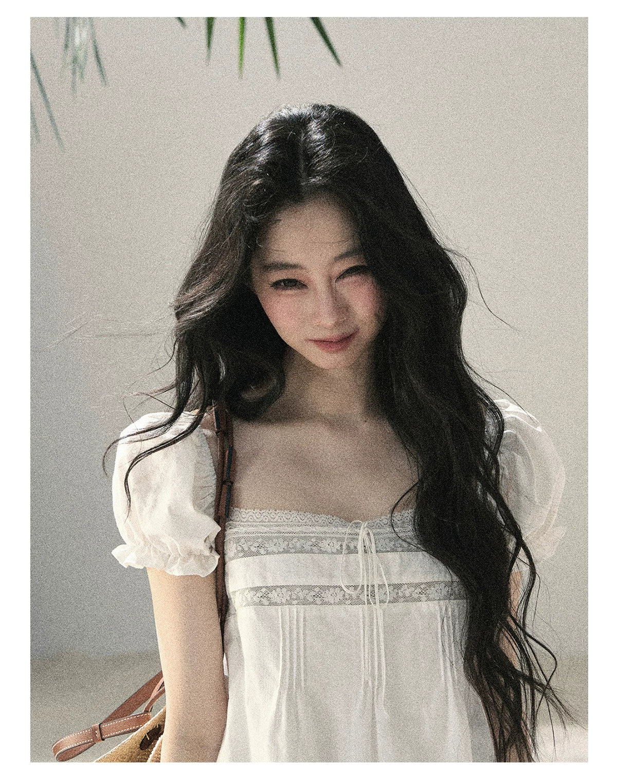 "Light as a Cloud" Frost White Puff Sleeve Lace Babydoll Mini Dress