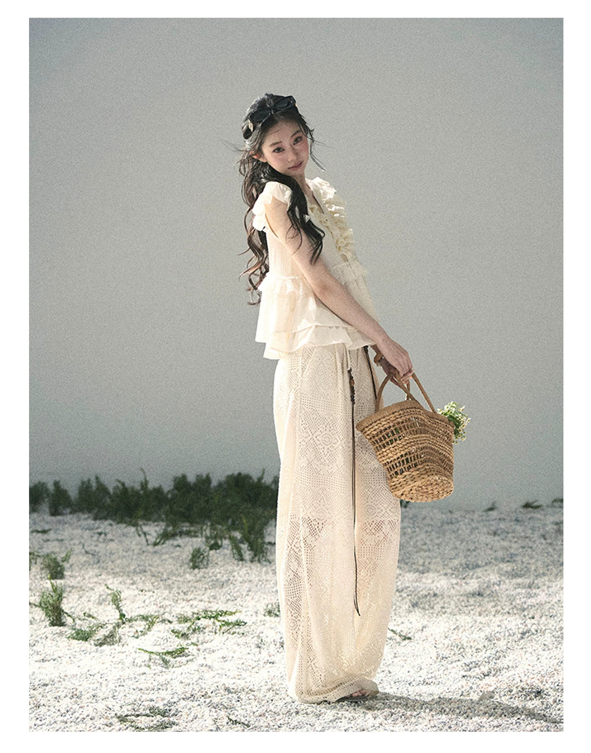 “Sunlight on My Heart” Ivory Lace Babydoll Blouse