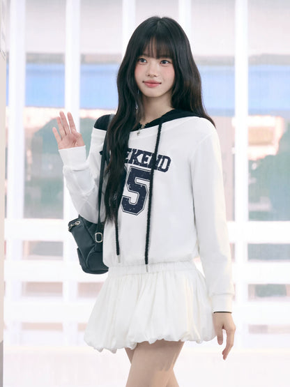 "Off-Duty Muse" White One-Shoulder Bubble Hem Dress