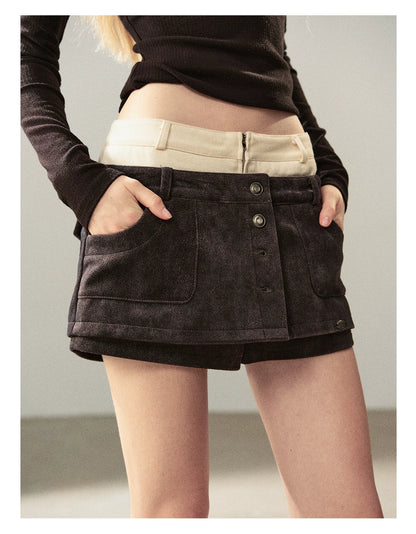 AOMALM - "Among the Oak Trees" Sophisticated Gray Faux Suede Skort