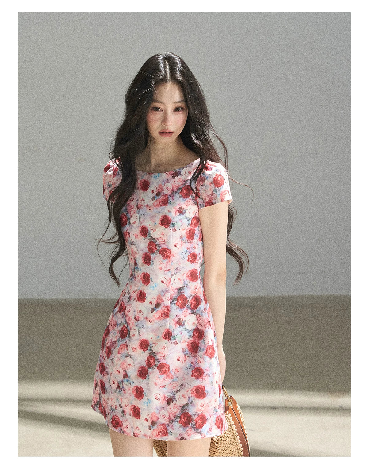 "Half a Rose" Dried Rose Fit & Flare Mini Dress