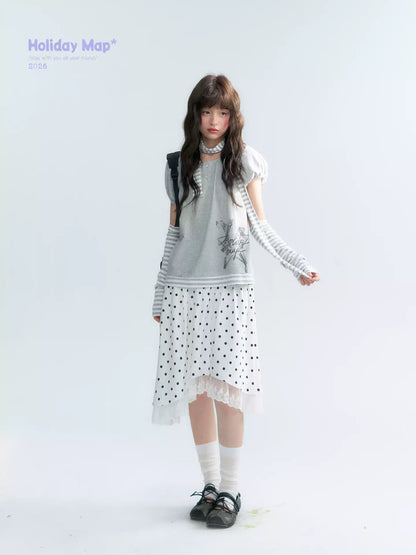 "Starlit Sketch" Heather Gray Graphic Knit T-Shirt