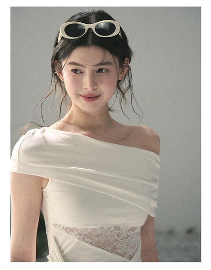 “Cicada Summer” Pure White Lace Cutout Top