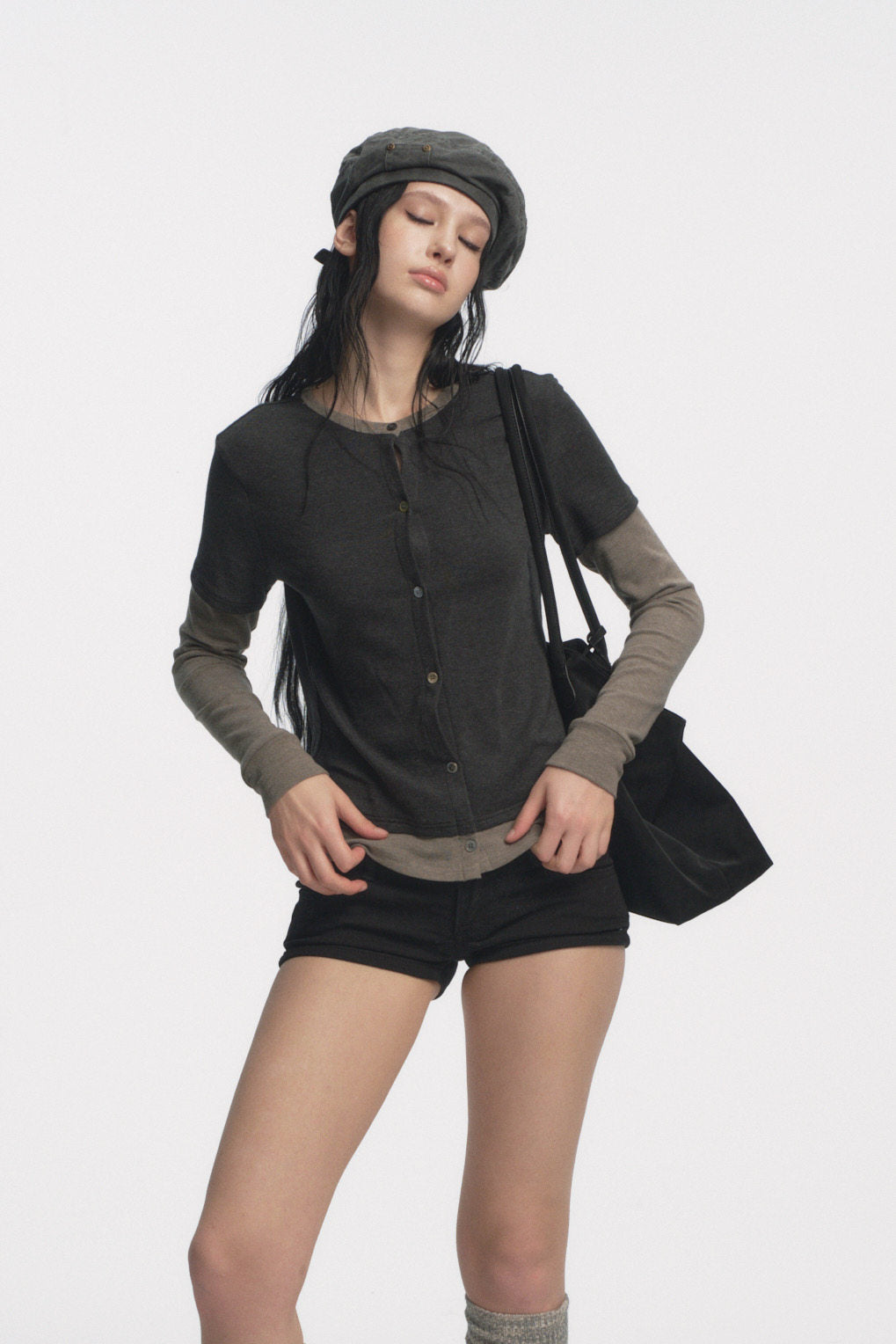 Muirgen - Christmas Contrast Faux Layer Stretch Top
