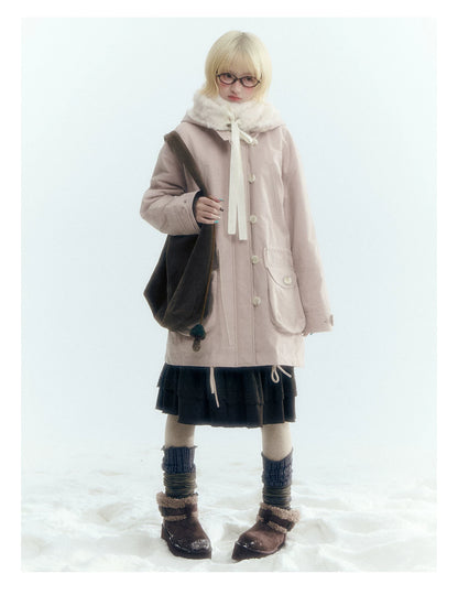 Horridale - [FREE GIFT] Vintage Bow-Tie Faux Fur Collar Scarf (Cream White / Brown)