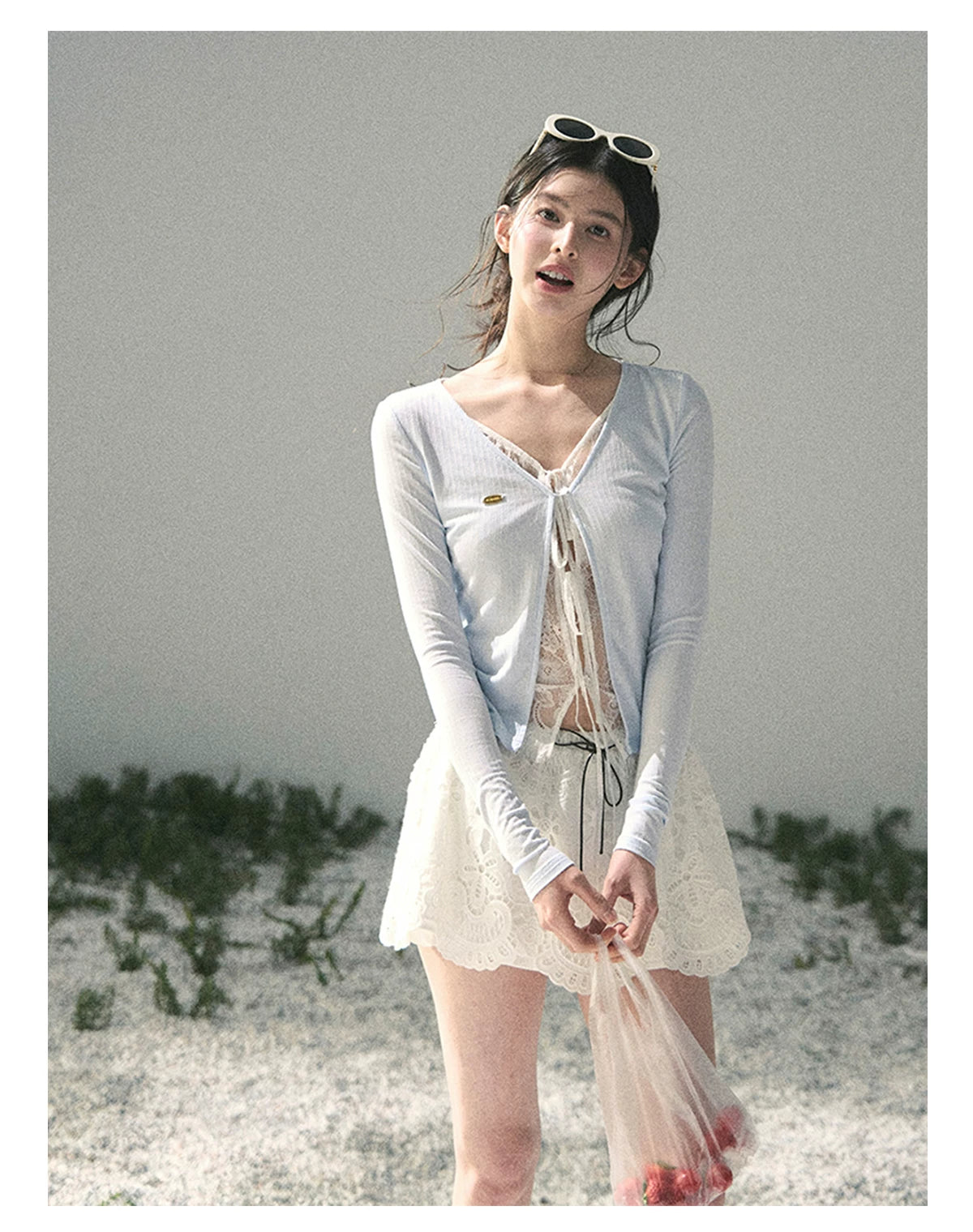 “Dreams Between Seams” Baby Blue Layered Lace Top