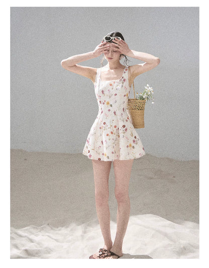 "Chamomile Summer" Dutch Cheese Floral Lace Pinafore Mini Dress 46345