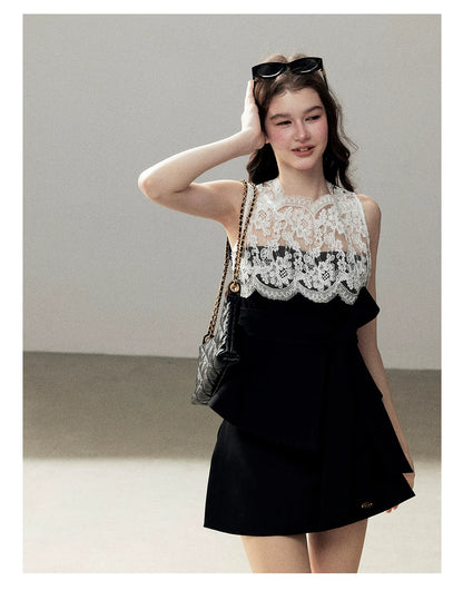 "The Quiet Strength" Black Iris Lace Sleeveless Crop Top
