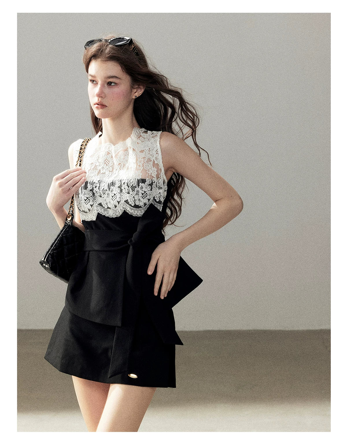 "The Quiet Strength" Black Iris Lace Sleeveless Crop Top