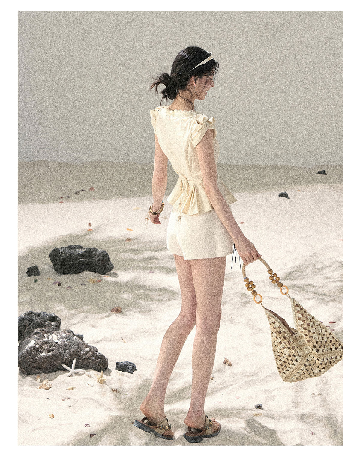 “Untouched Ivory” Milkshake Yellow Lace Puff Sleeve Blouse