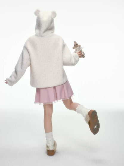 BIBIBENCY - Ivory Faux Shearling Cropped Jacket