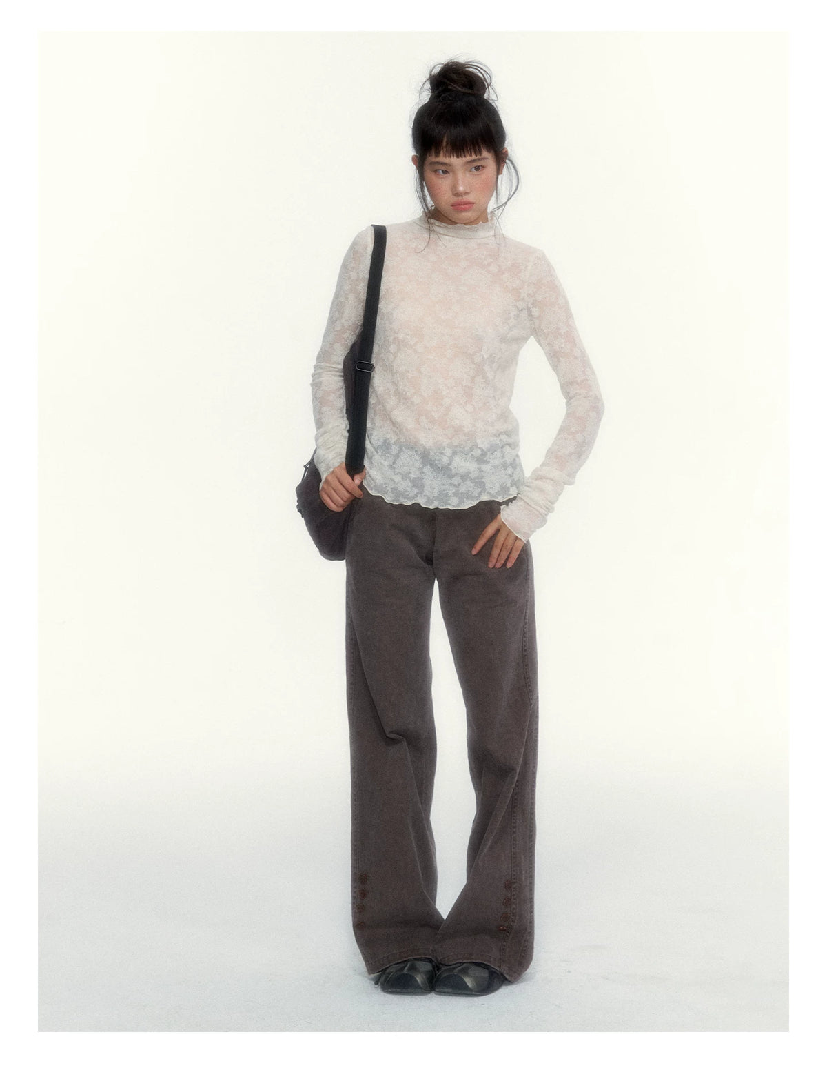 "A Season Called Autumn" Coffee Brown Vintage Washed Wide-Leg Utility Pants