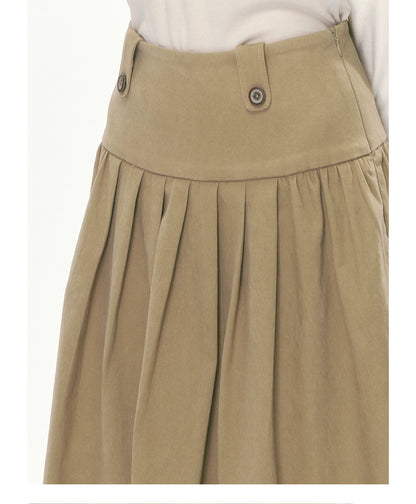 [CAN] Khaki Peter Pan Collar Jacket & Midi Skirt Set
