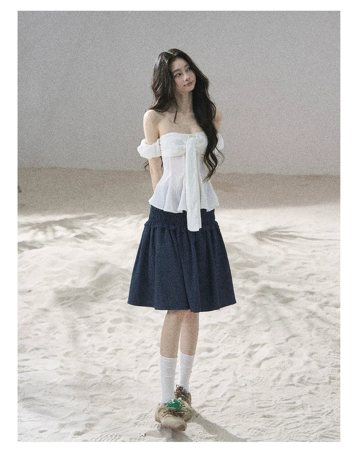 "Lazy Soliloquy" White Peplum Top & Wide-Leg Pants Set
