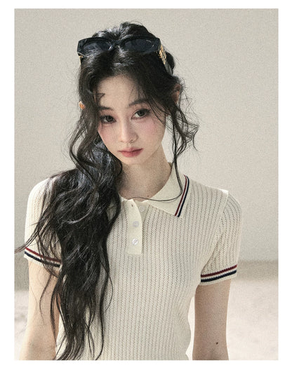 "The Softest Touch" Dutch Cream Collegiate Knit Top & Mini Skirt Set