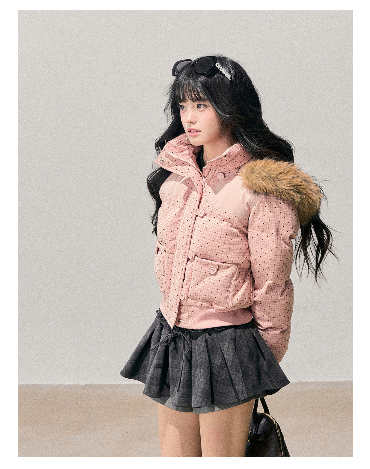 少也眼 “Candy Wrapper Dream” Hooded Quilted Polka-Dot Jacket 645156