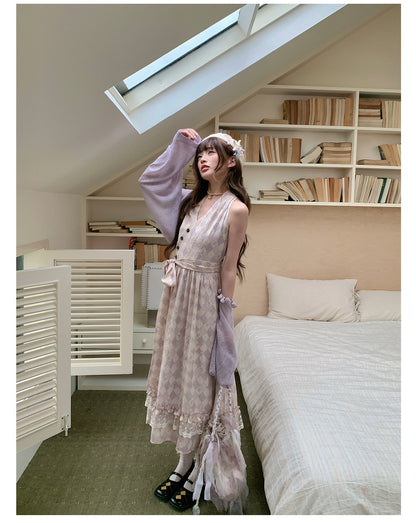 “Lavender Mist Sonata” Taro Purple Lace Slip Dress