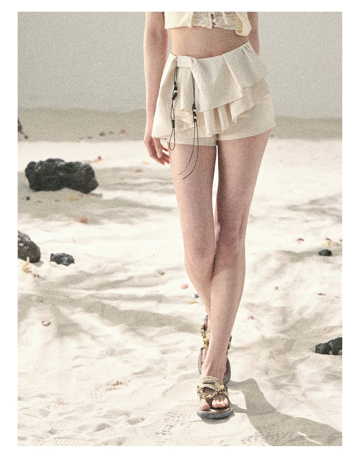 "Layered Petals in Motion" Dutch Cream Ruffle Skort 5324853