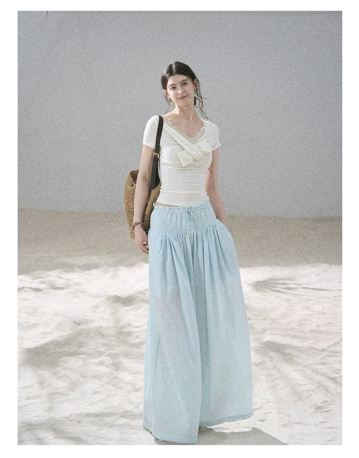"White Tea Under the Moonlight" White Lace V-Neck Top