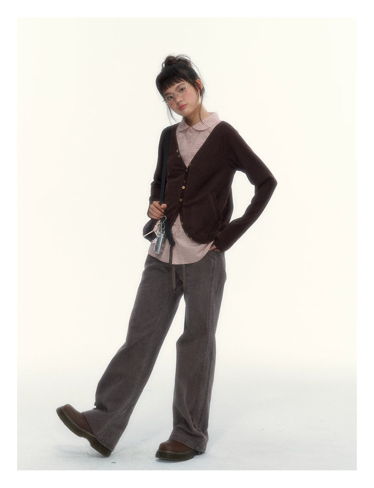"A Season Called Autumn" Coffee Brown Vintage Washed Wide-Leg Utility Pants