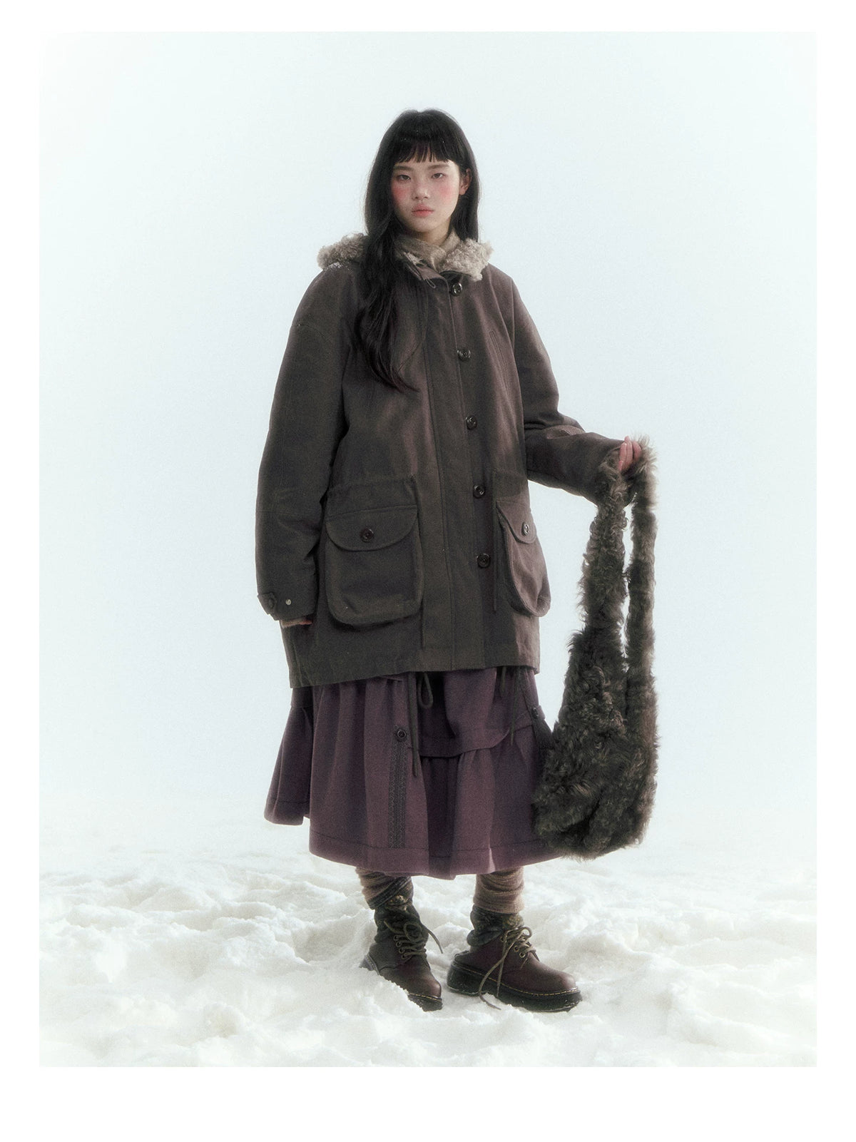 Horridale - Vintage Washed 90% White Duck Down Parka with Faux Fur Hood - Coffee Brown