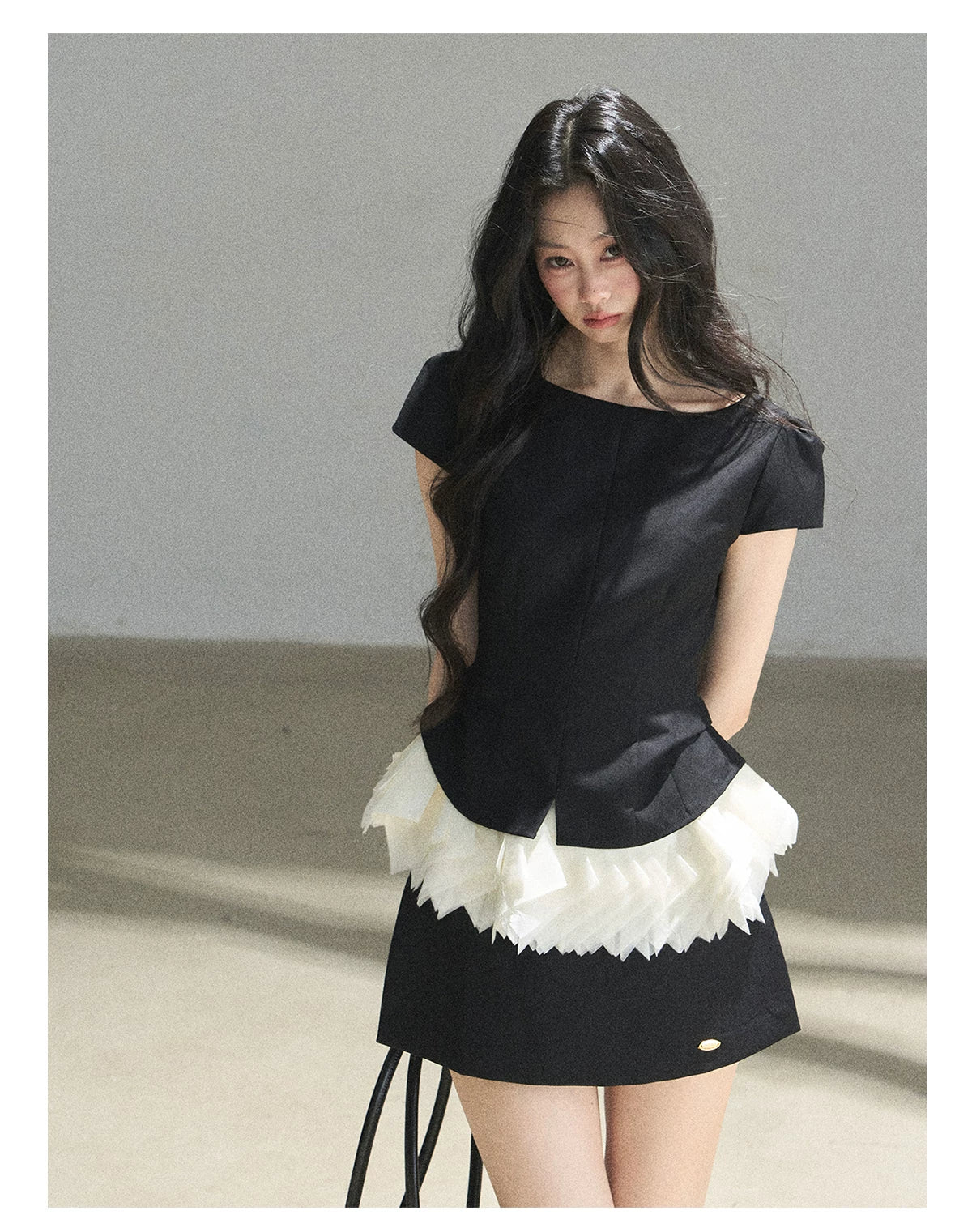 "Her Black & White Poem" Elegant Contrast Two-Piece Set