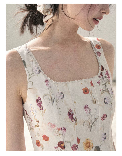 "Chamomile Summer" Dutch Cheese Floral Lace Pinafore Mini Dress 46345