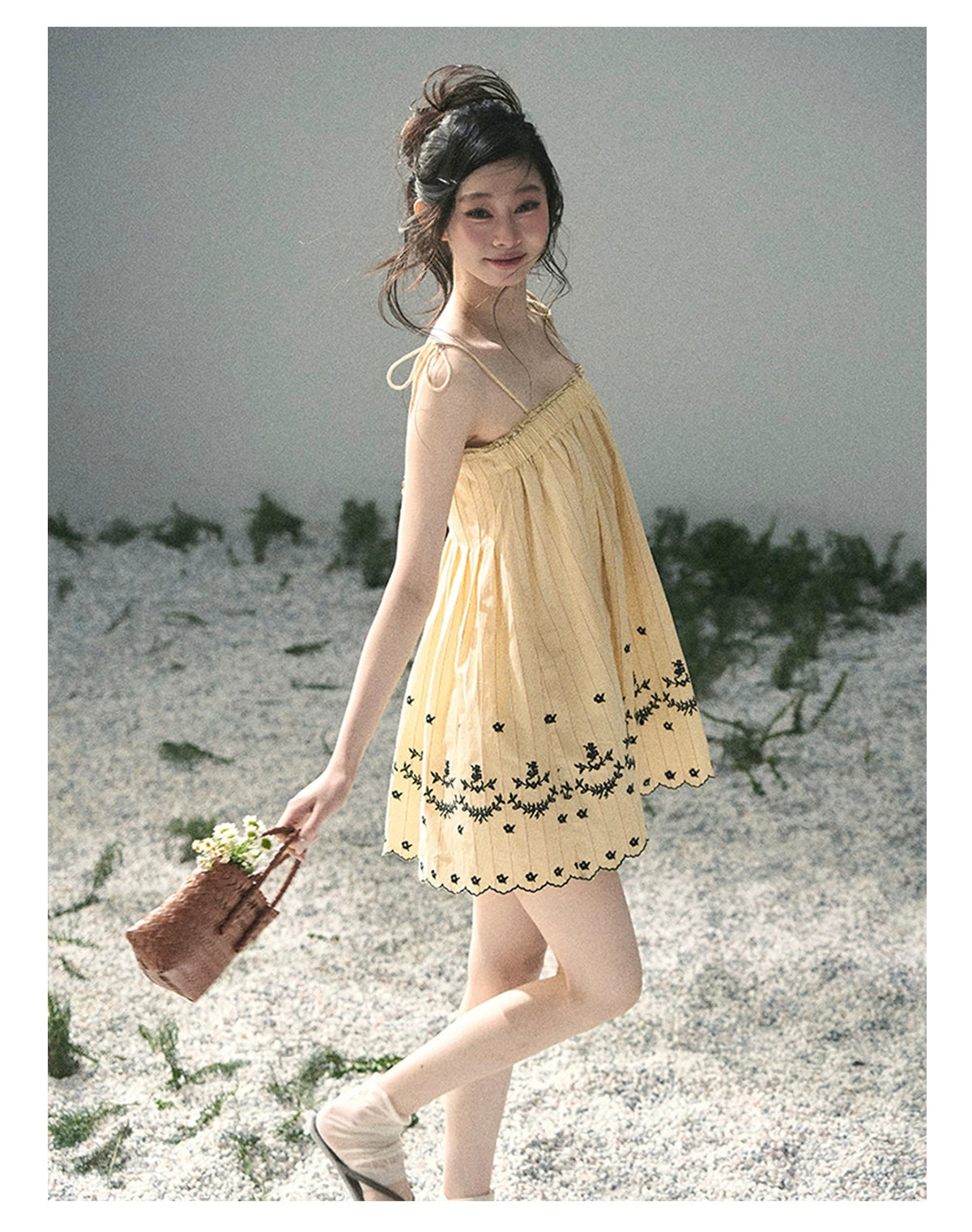“Ripples Along the Hem” Butter Yellow Reversible Babydoll Dress