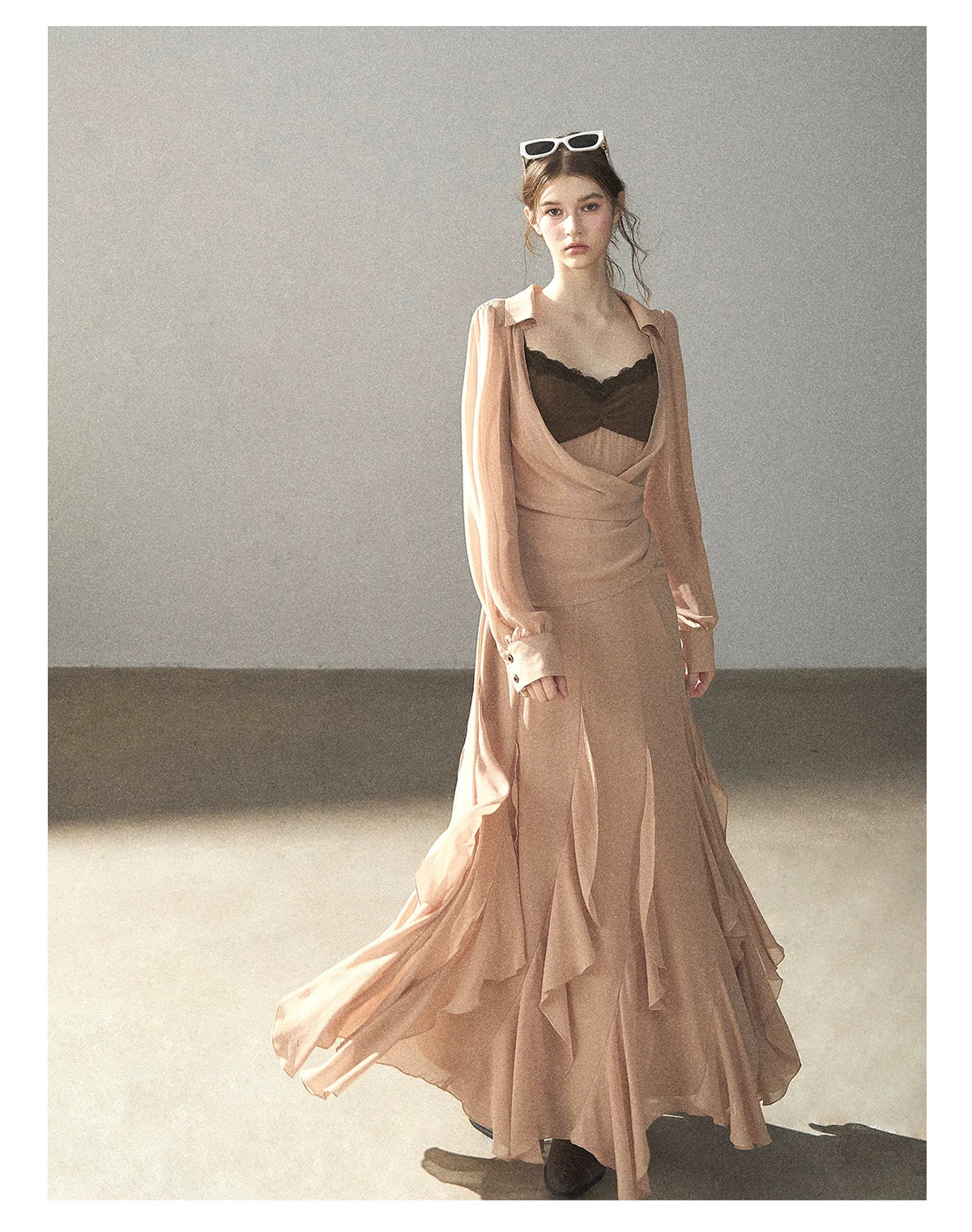 AOMALM - "The Next Fallen Leaf" Cinnamon Pink 2-Piece Set (Shirt / Cami Dress)