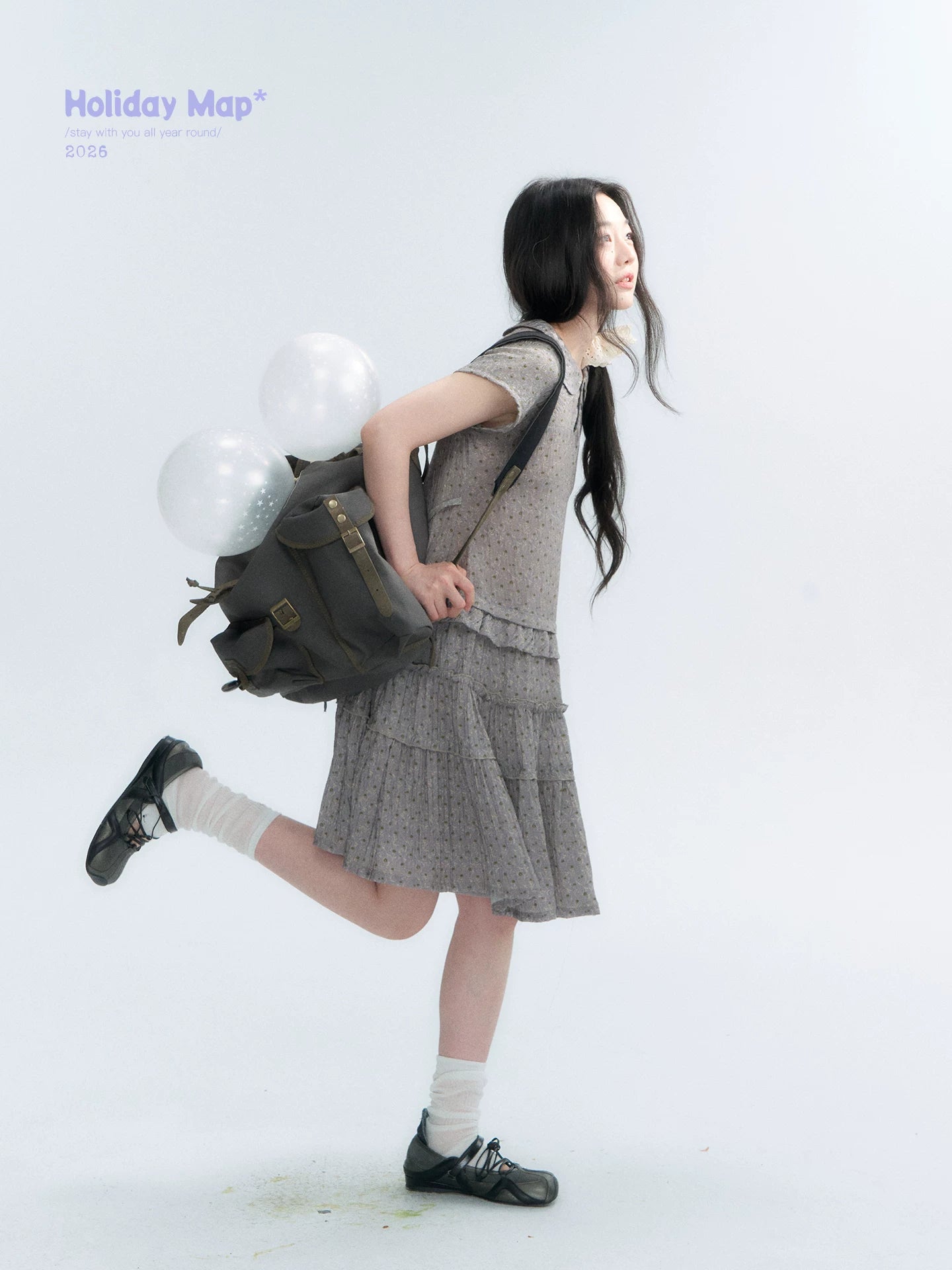 "Weekend Diary" Ruffle Tiered Polo Midi Dress