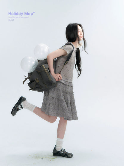 "Weekend Diary" Ruffle Tiered Polo Midi Dress