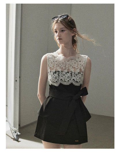 "The Quiet Strength" Black Iris Lace Sleeveless Crop Top
