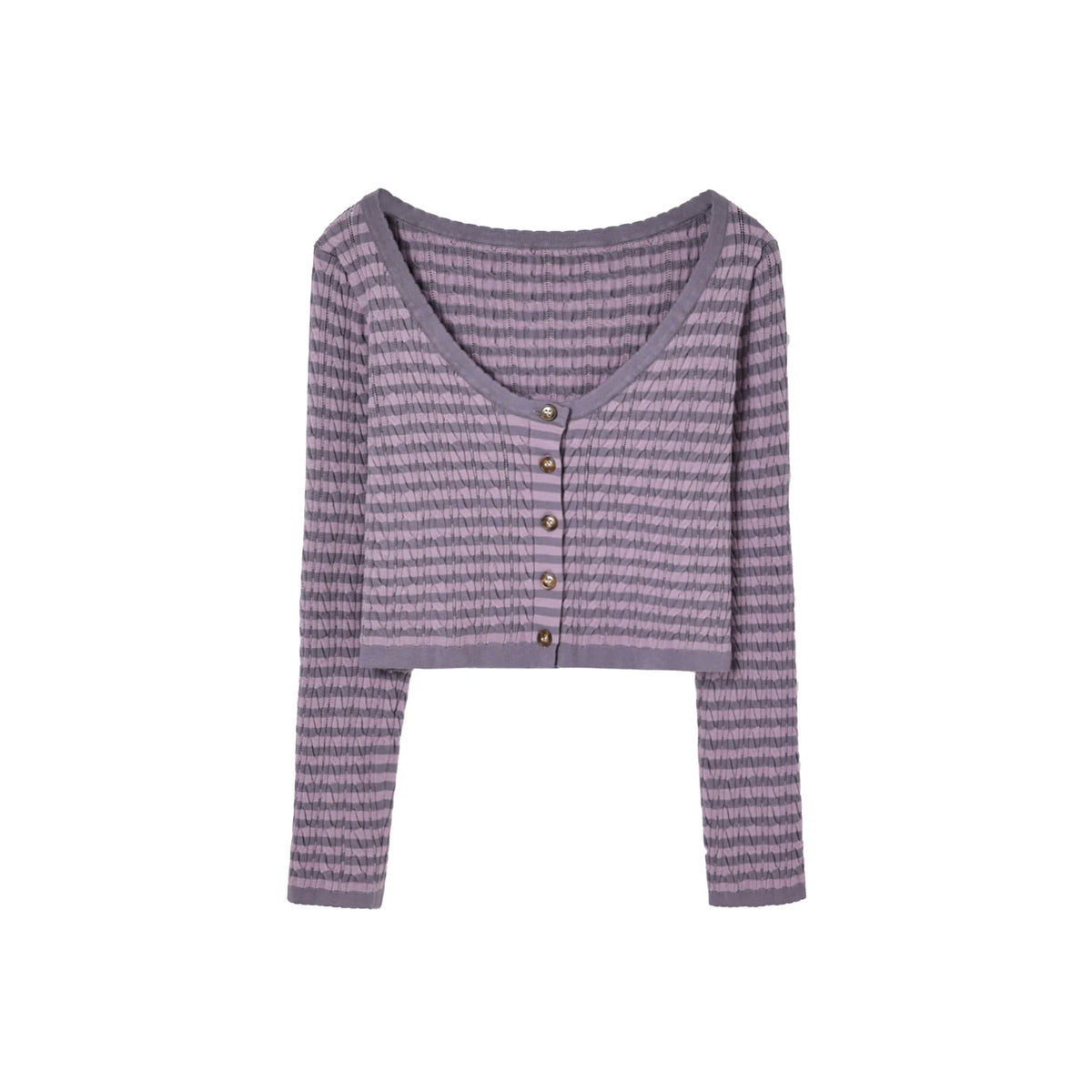 KYOUKO - Purple Striped Knit Cardigan, Green Lace Cami & Corduroy Skort Set
