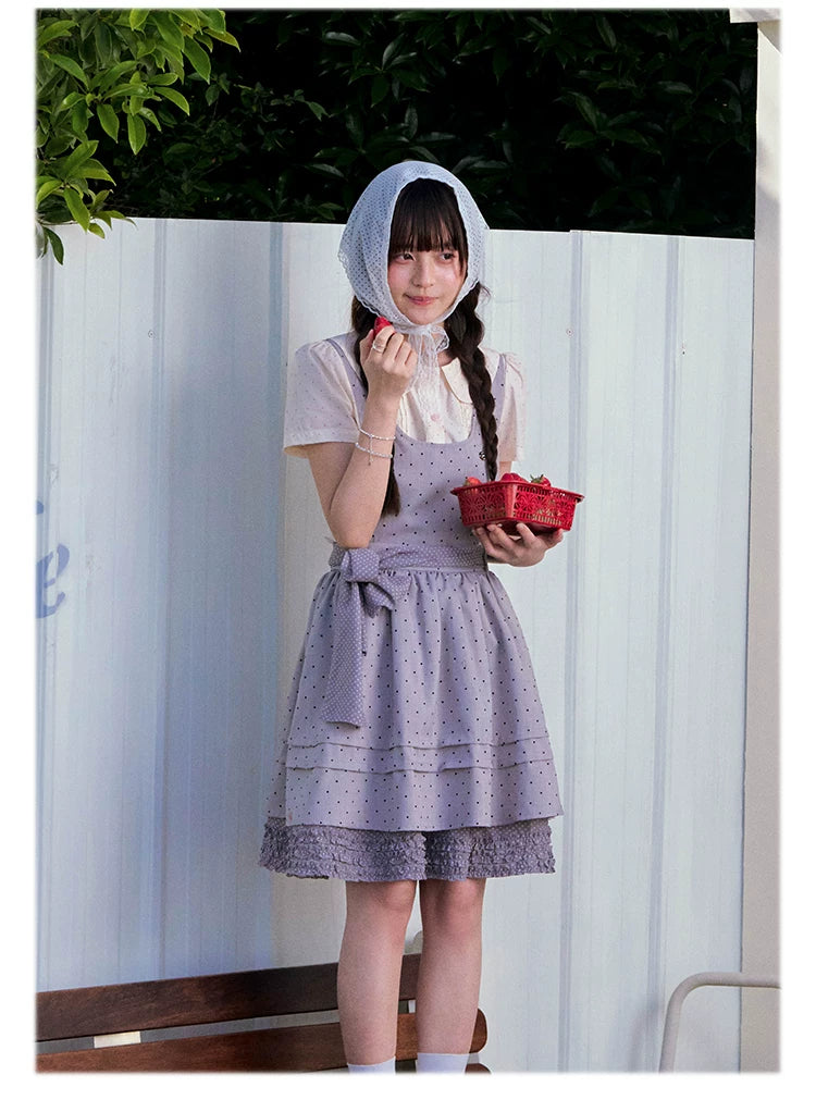 Vintage Japanese-Style Detachable 2-Way Pinafore Dress & Blouse Set
