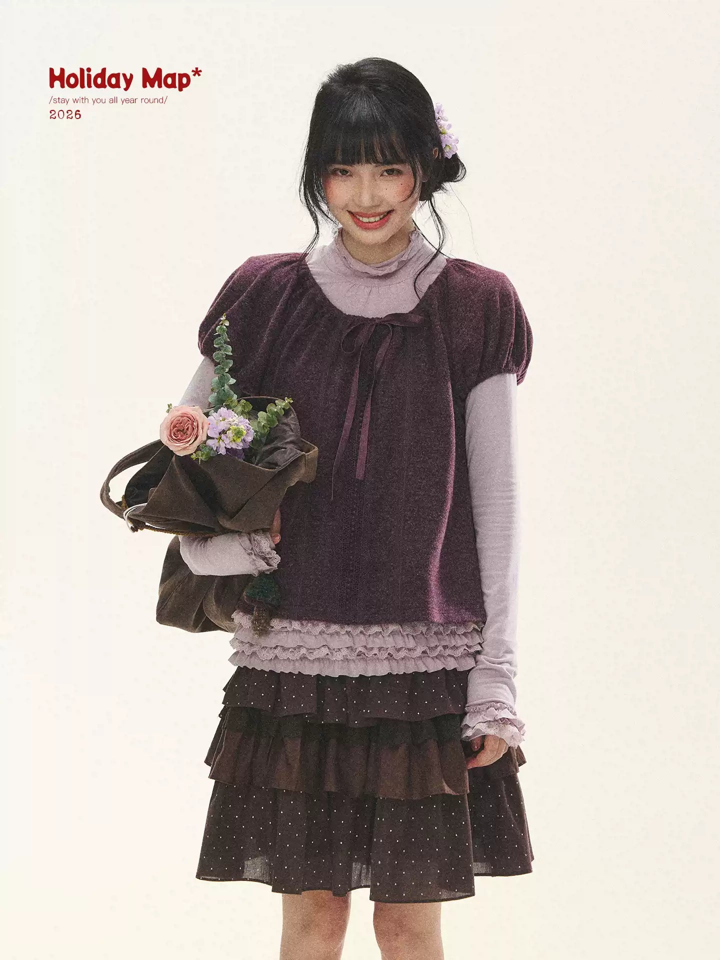 "Misty Ripples" Misty Lavender Lace Mock Neck Knit Top