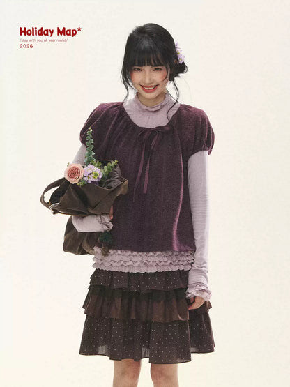 "Misty Ripples" Misty Lavender Lace Mock Neck Knit Top